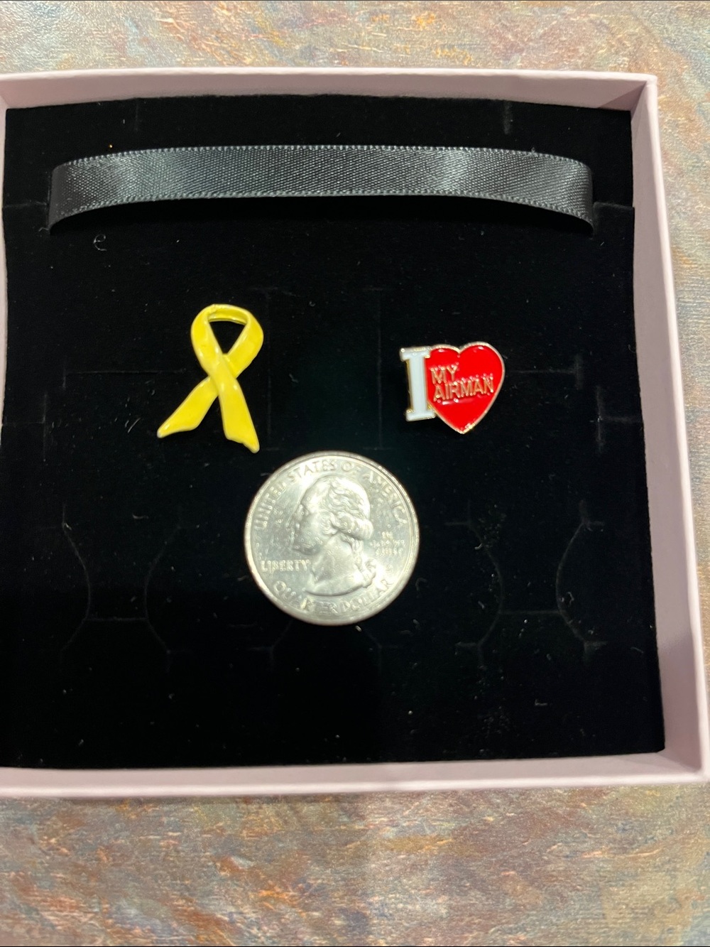 Yellow Ribbon and I love my airman pin set,